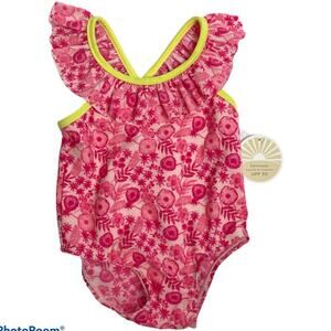 First Impression Pink Floral Swimsuit One Piece Baby Girl Size 6-9M
